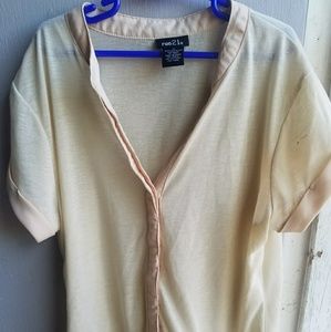 Rue21 Tan Flowy Short Sleeve Blouse